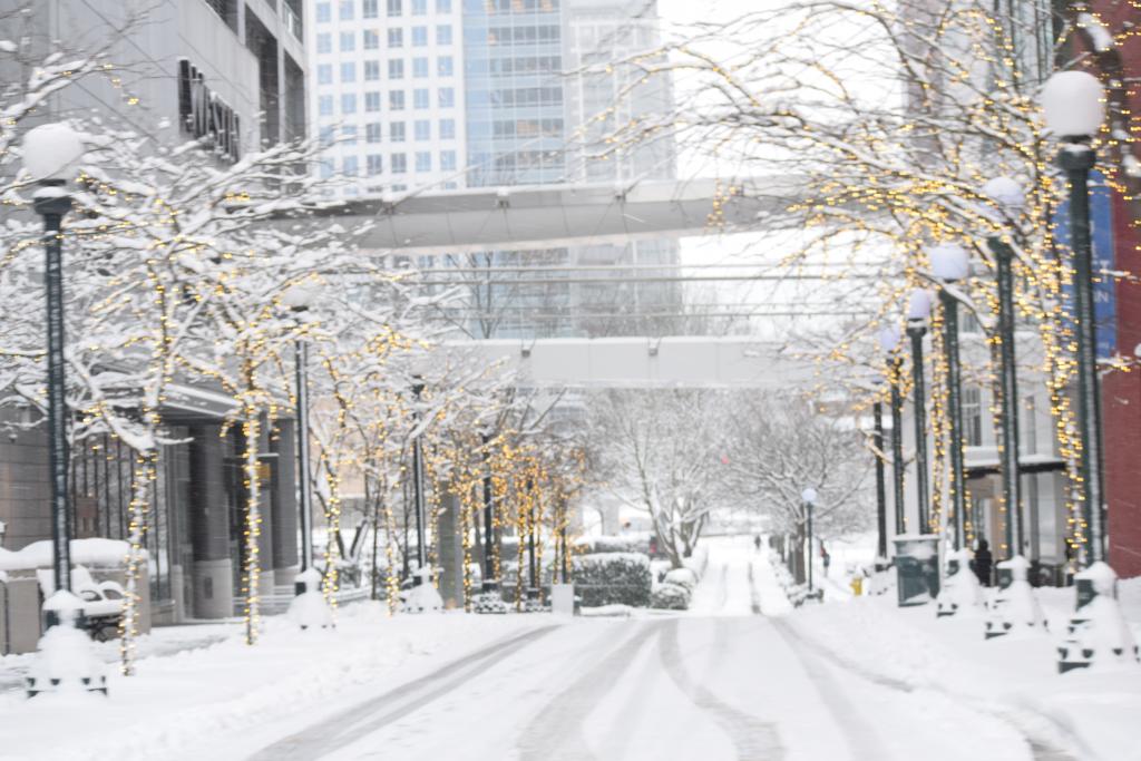 Snowy Downtown Street in Bellevue